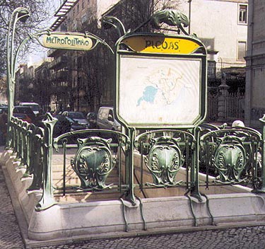 Replica Guimard entrance at Picoas station in Lisbon