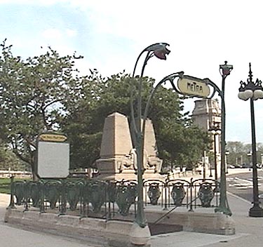 Replica Guimard entrance at Van Buren Street commuter train station in Chicago