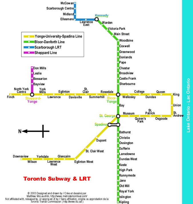 Map of the Toronto subway