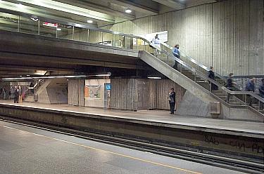 Staircases from the platform to the mezzanine