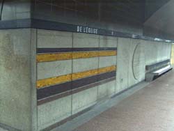 Brown tiled stripes on a platform