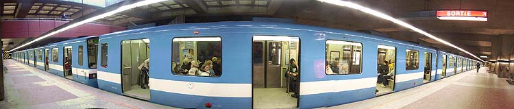 A green line MR-63 train at Honoré-Beaugrand station