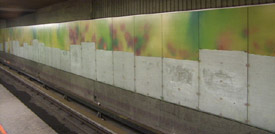 The damaged mural on the Henri-Bourassa platform