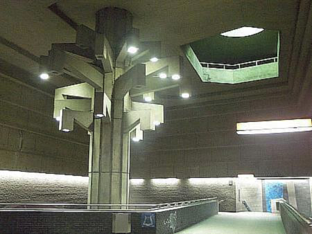 View of the transept from the bridge, with Un Arbre dans le parc by Michel Dernuet