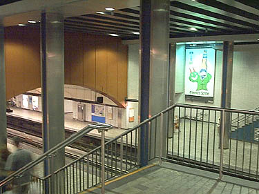View of the volume over the orange-line platforms from the west stairs