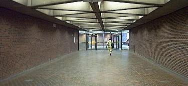 Hall leading to the open-air entrances