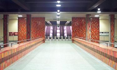 View along the bridge toward the mezzanine