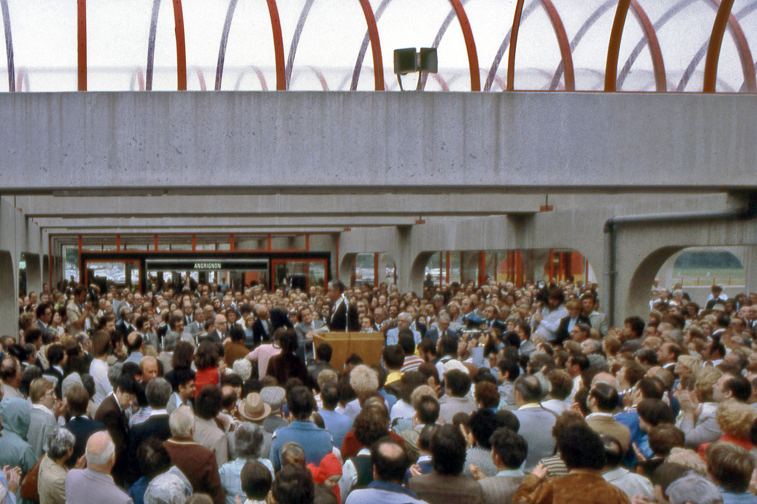 The inauguration of the station and the green line extension in 1978.
