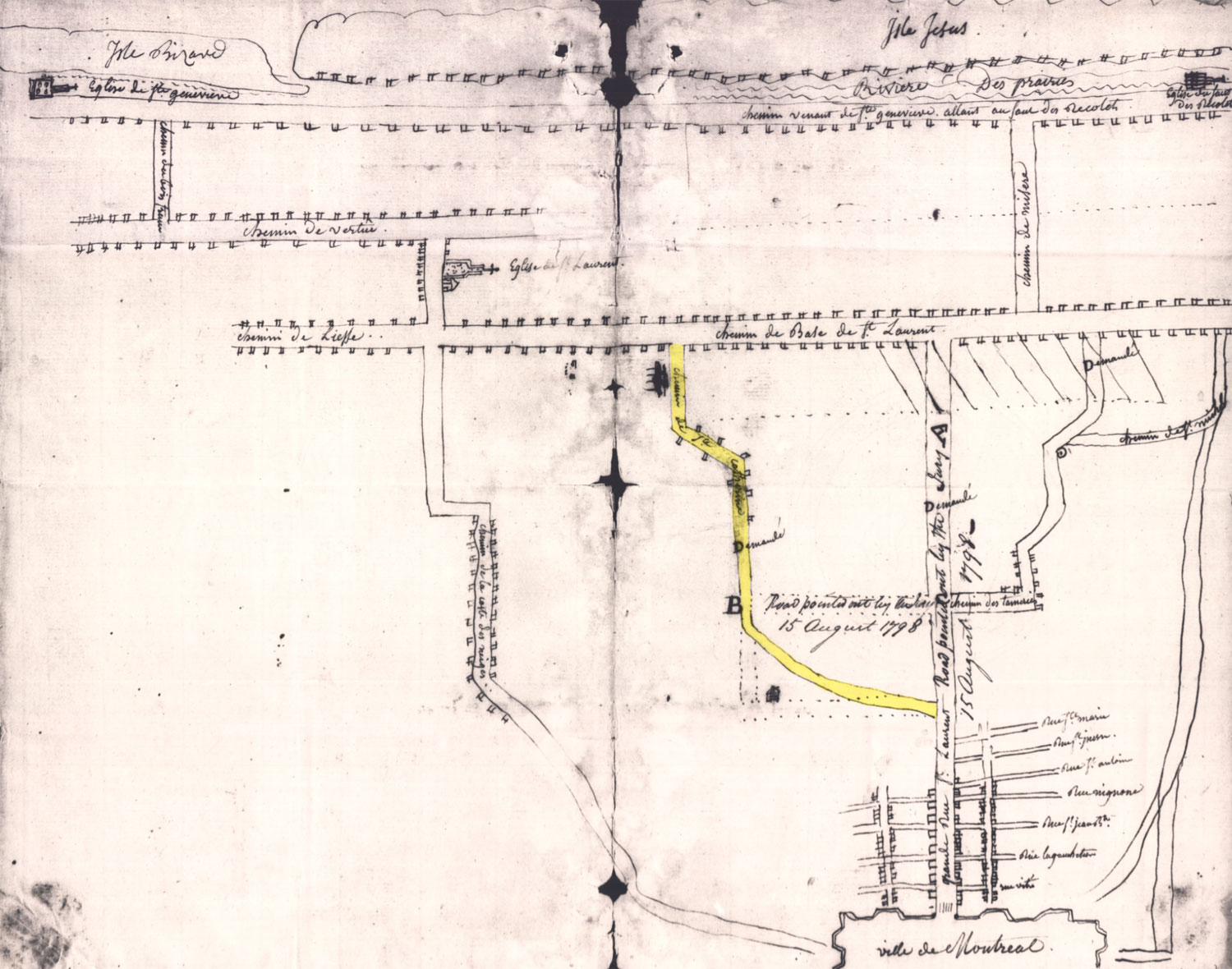 Plan datant de 1798 indiquant le « chemin de Ste Catherine »