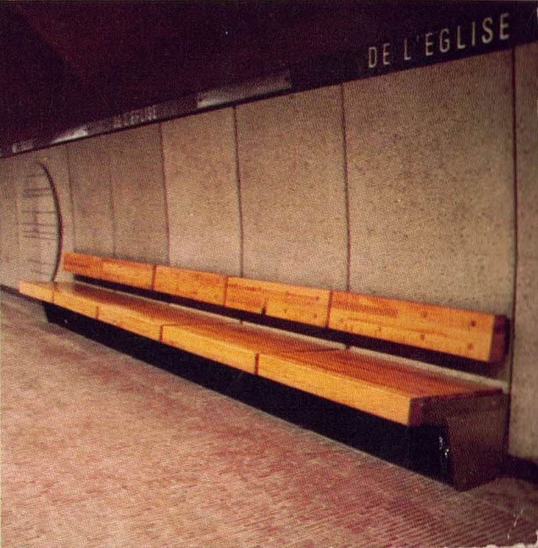 The station's wooden benches before they were covered with metal sheets.