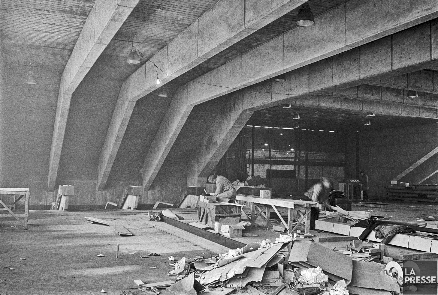 L’intérieur de l’édicule en chantier en janvier 1967.