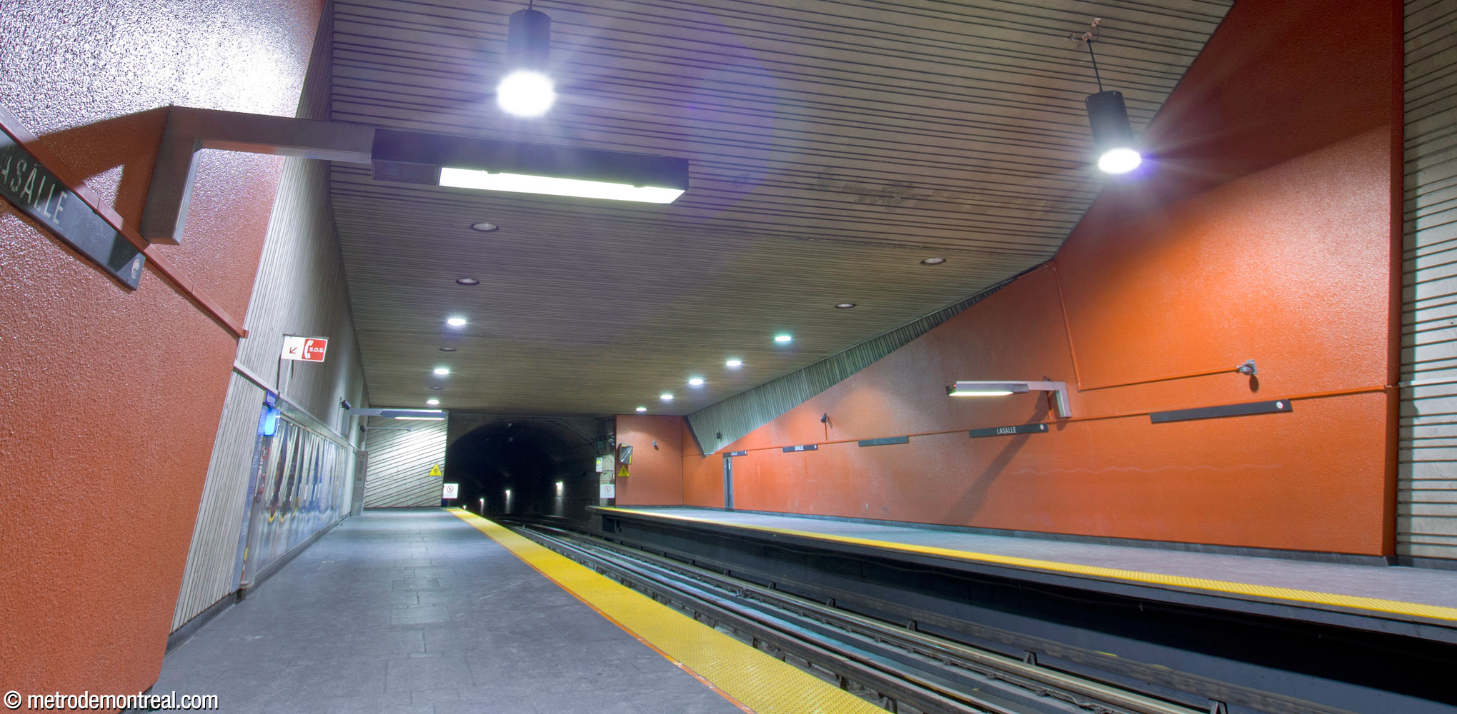 Northern end of the platforms, with red concrete forms by Michèle Tremblay-Gillon.