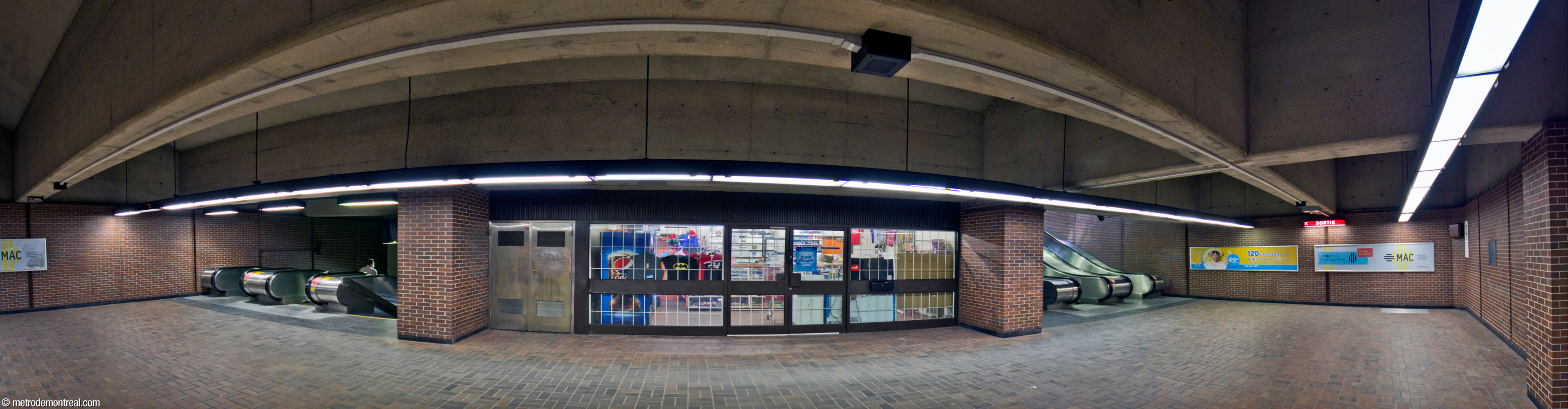 The low-ceilinged first landing, not far below street level.