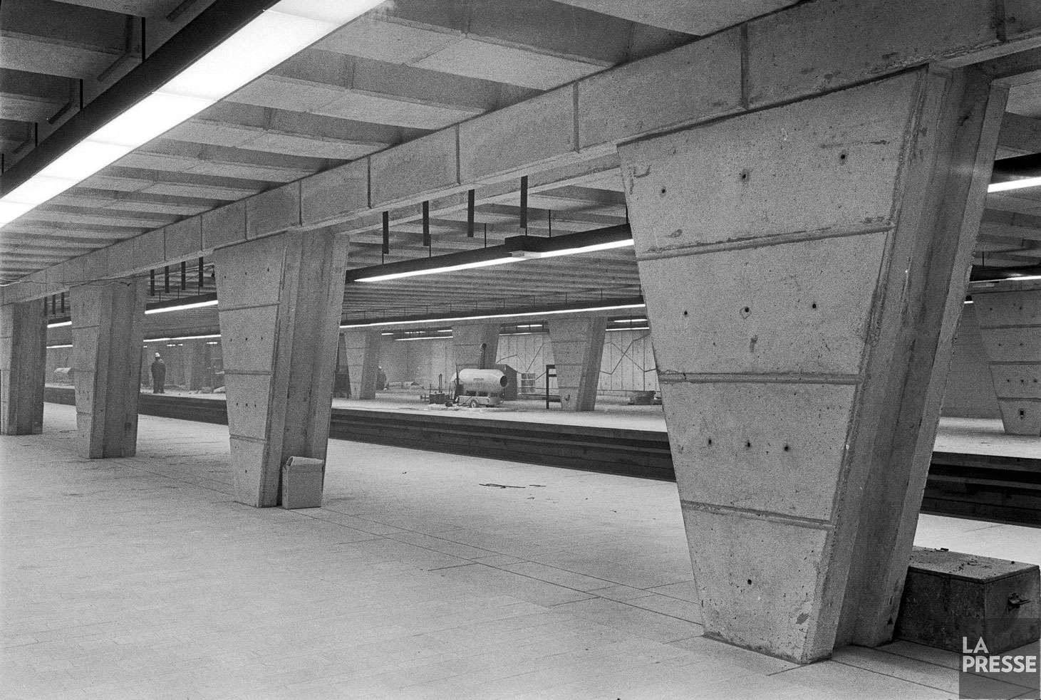 The station platforms under construction, January 1967.