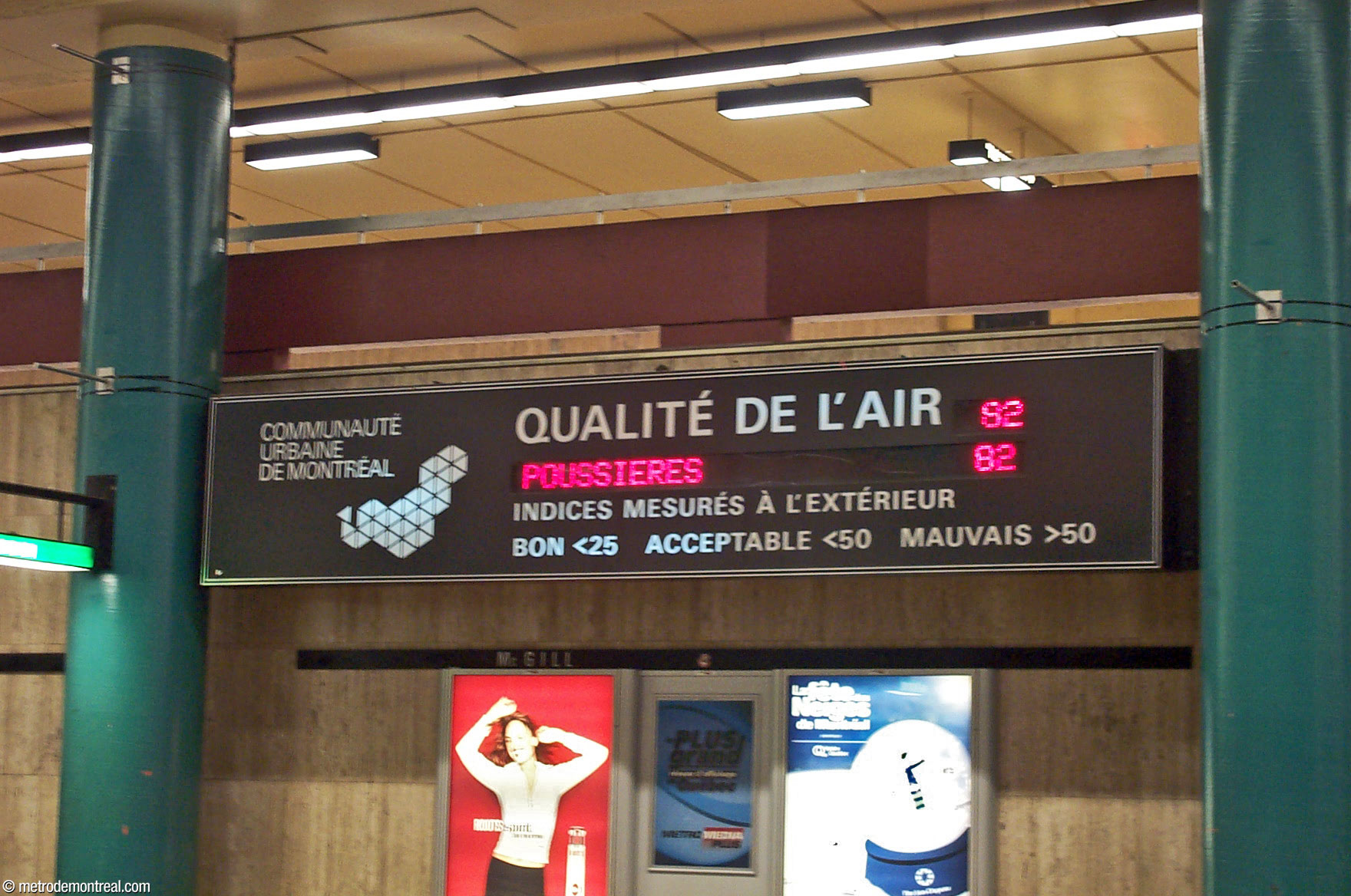 This air quality display was formerly located above the Angrignon platform.