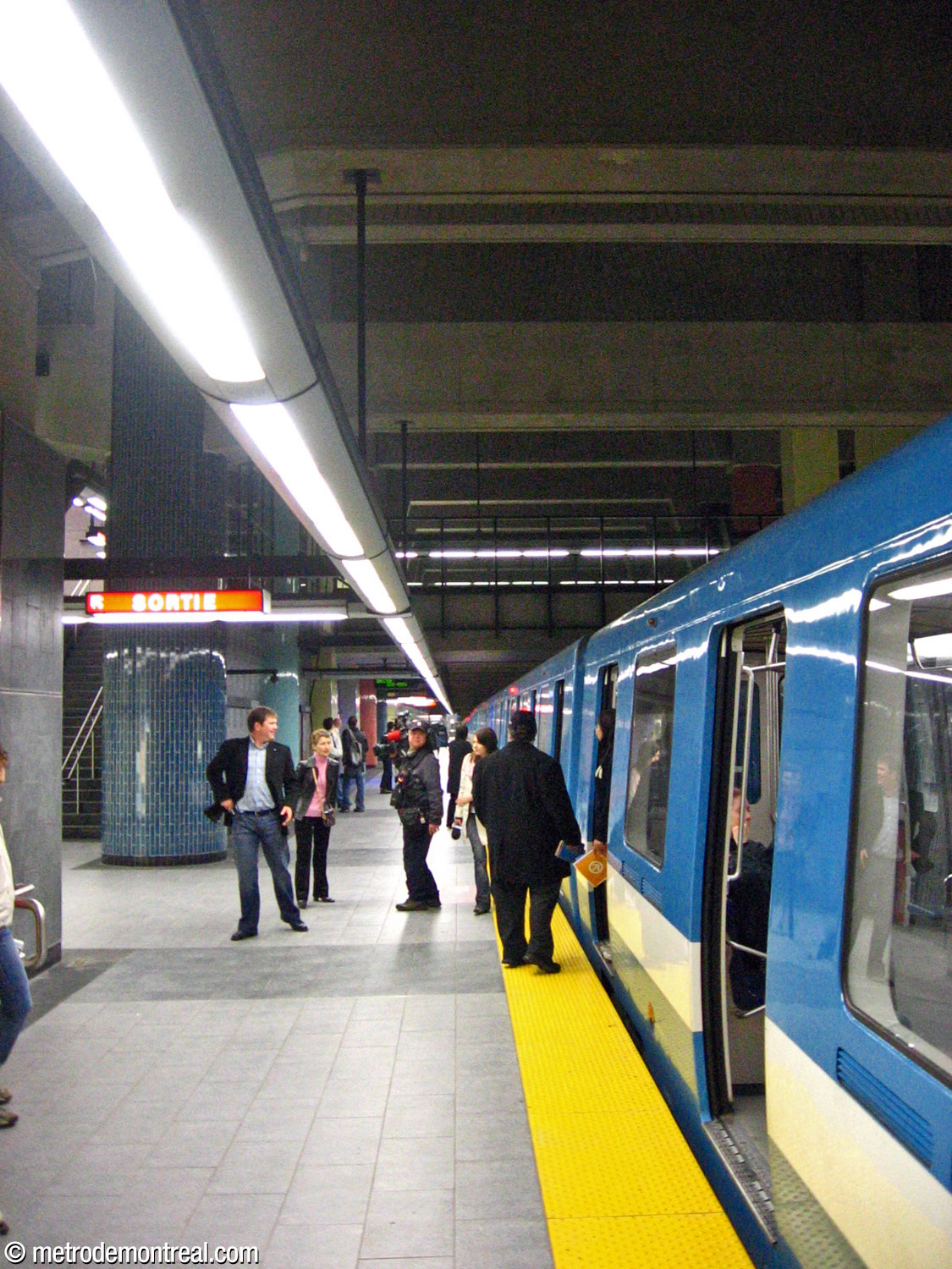 The media, STM officials, and metro fans, including the author, were on hand for the beginning of revenue service in the early morning of April 28, 2007. The first train to leave Montmorency station for Montreal is pictured.