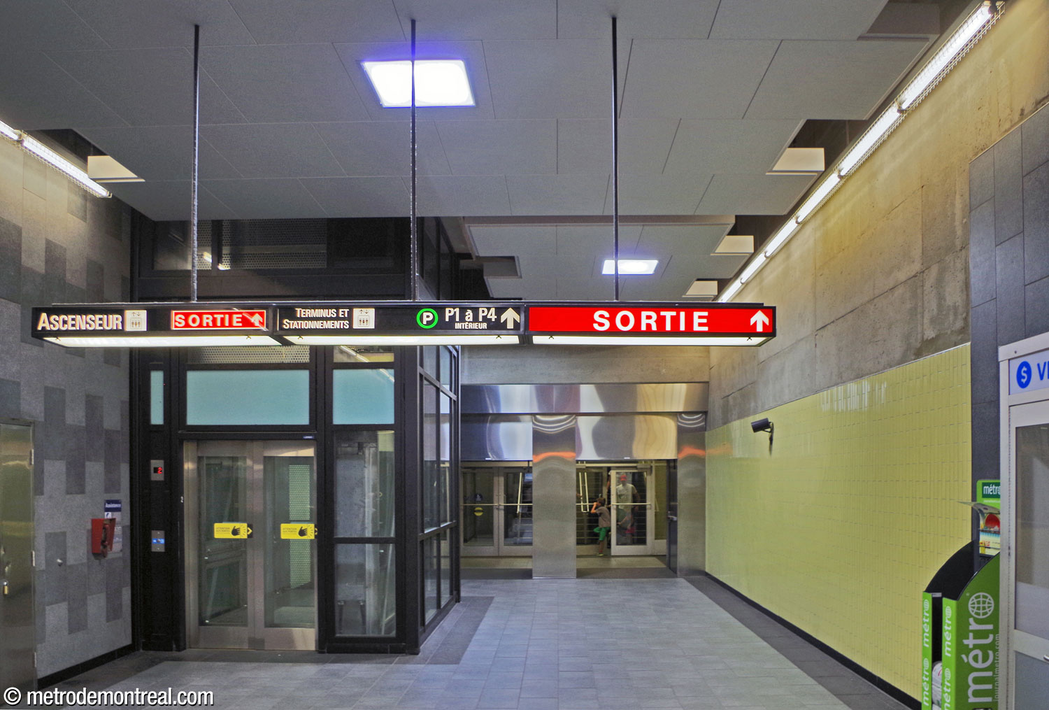 Access to the parking garage from the metro ticket hall. At left is the elevator up to the metro headhouse.