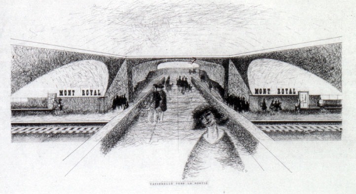 Architectural sketch of the station's transept.
