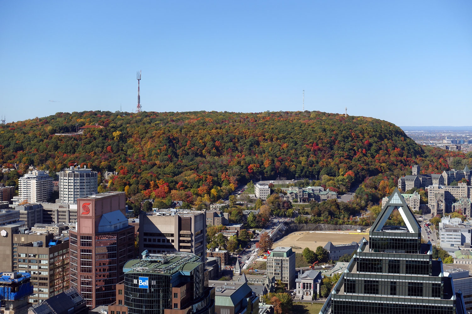 Mount Royal seen from Place Ville-Marie.