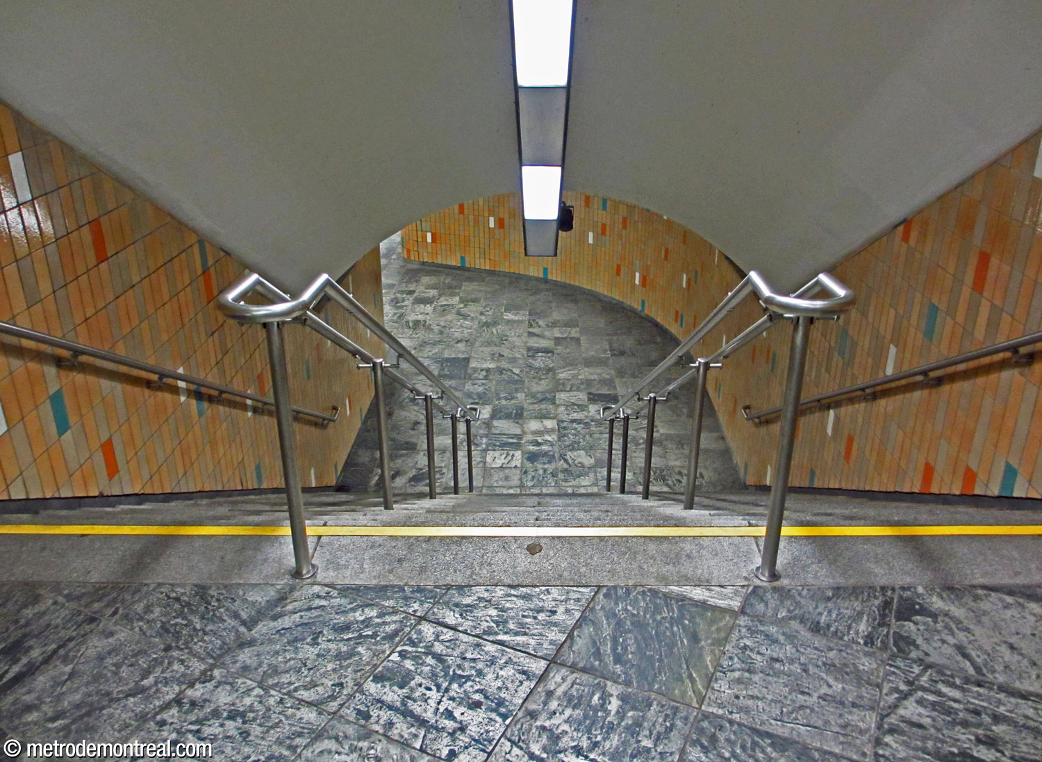 Stairs from the transept toward one of the platforms.