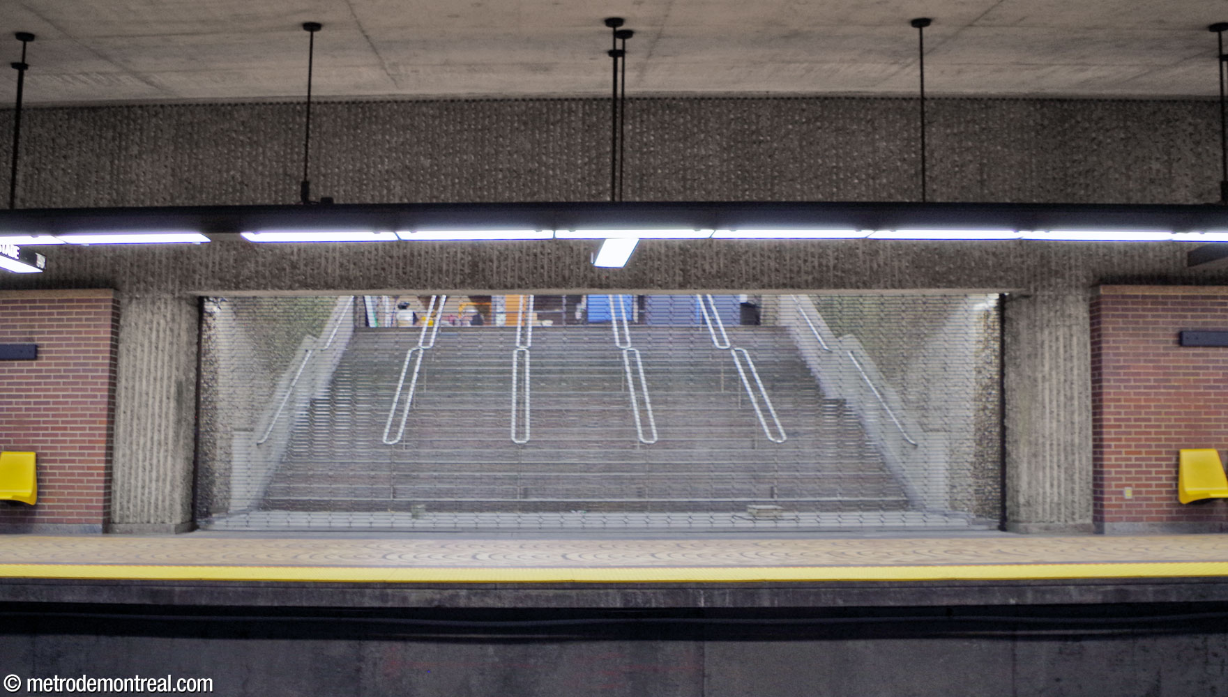 View from across the tracks of the former overflow access leading down to the Angrignon platform.