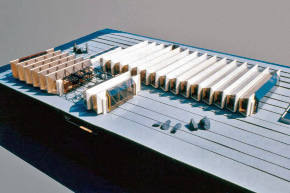 Maquette architecturale montrant l’édicule séparé qui devait se trouver au sud du grand puits de lumière.