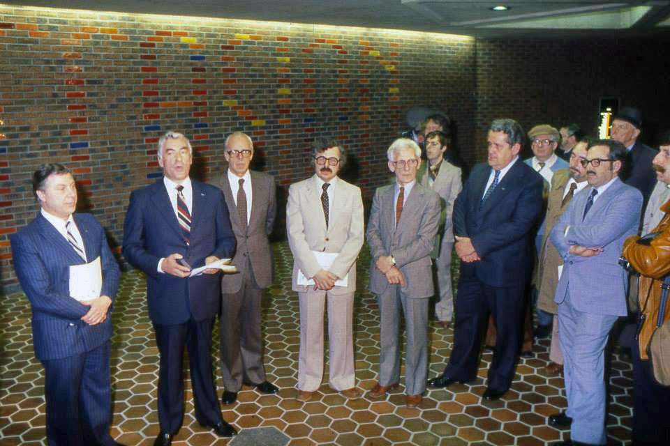 The inauguration ceremony for the station and the orange line extension leading to it, on April 28, 1980.