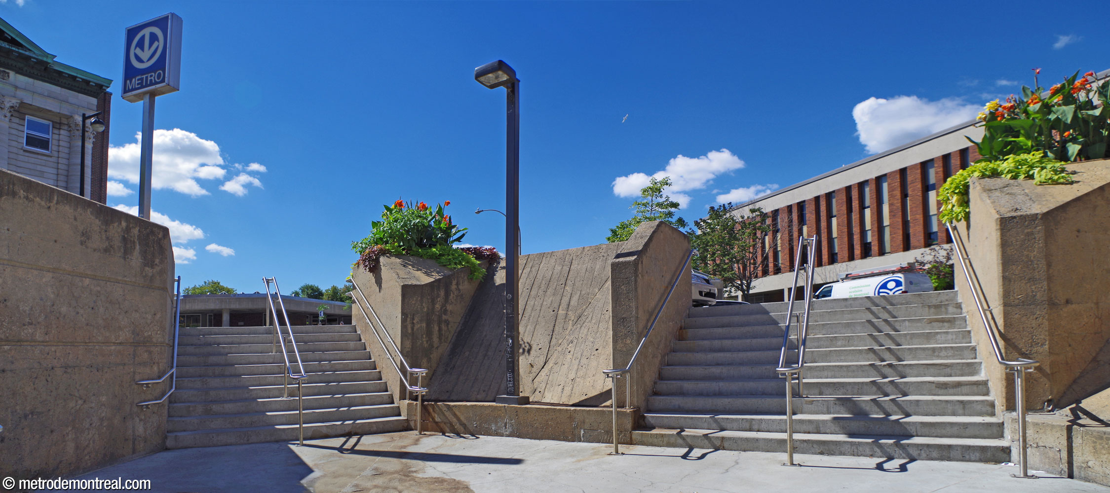 The Saint-Jacques open-air entrance, looking up from the upper of its two landings toward street level.