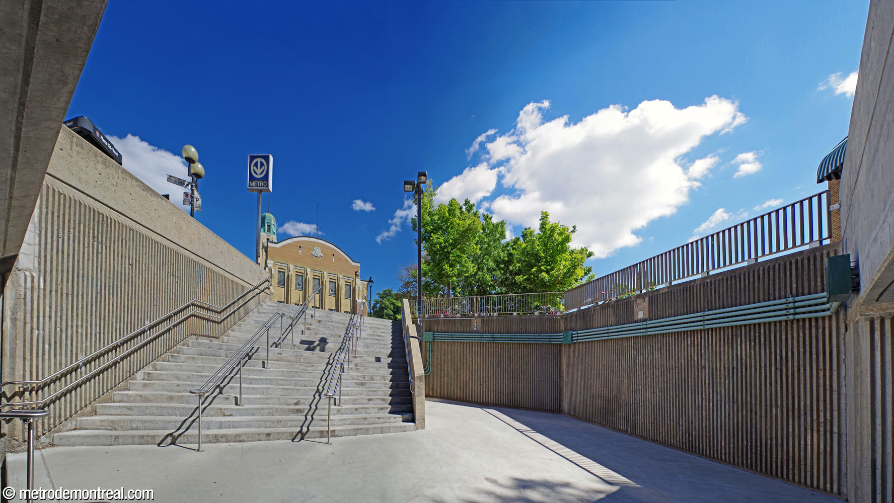 The Place Saint-Henri open-air entrance seen from below.