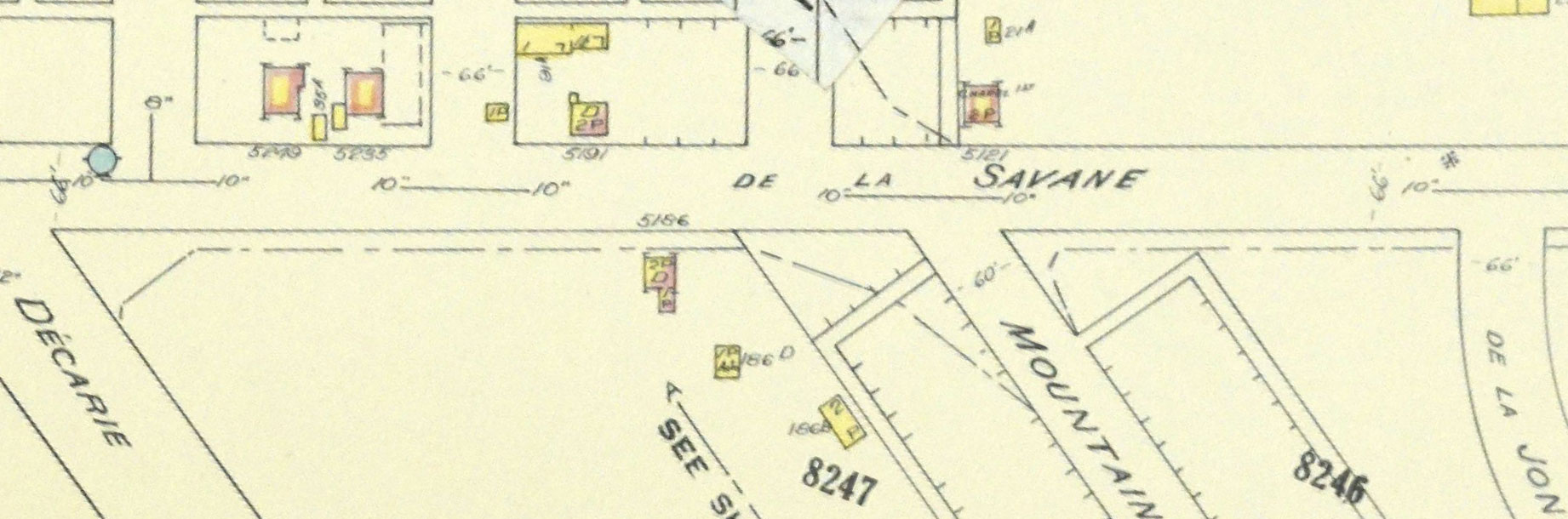 La rue de la Savane sur une carte de 1954.