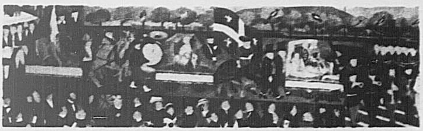 Sketch of an artwork by Philip Surrey planned for Sherbrooke station, depicting the Saint-Jean-Baptiste Day parade.