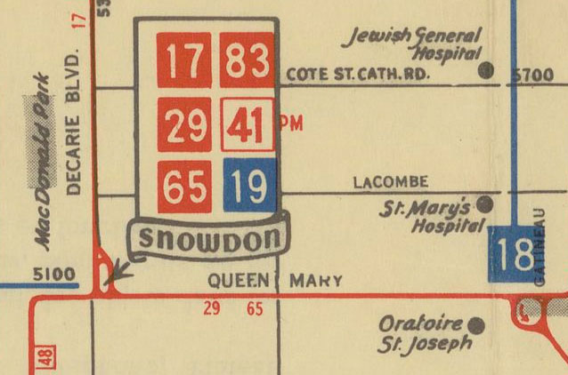 Snowdon Junction on a 1941 transit map.