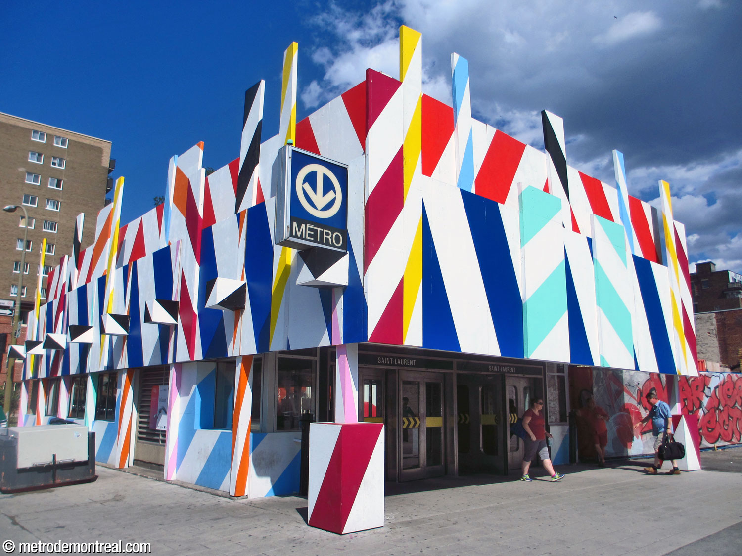 The station's headhouse decorated by Irish muralist Maser during the 2016 Mural Festival