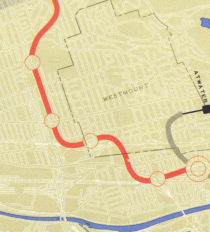 A 1970 BTM map of planned extensions shows the planned positions of Westmount and Northcliffe stations.