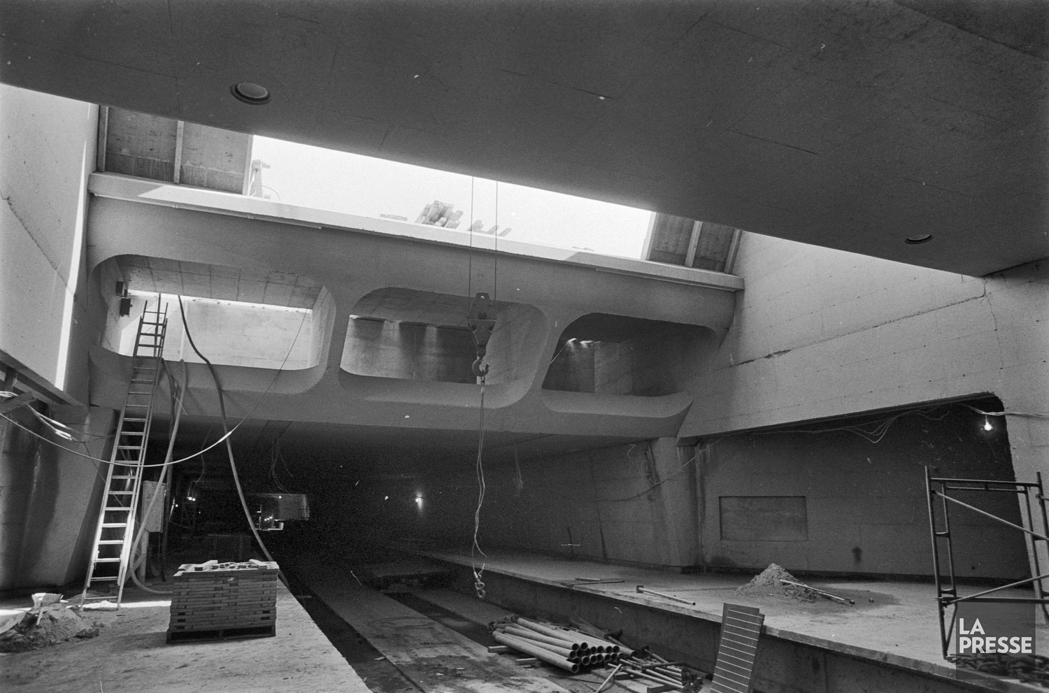 The station’s trainroom under construction.