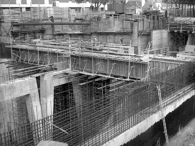 The station under construction, with the arches clearly visible