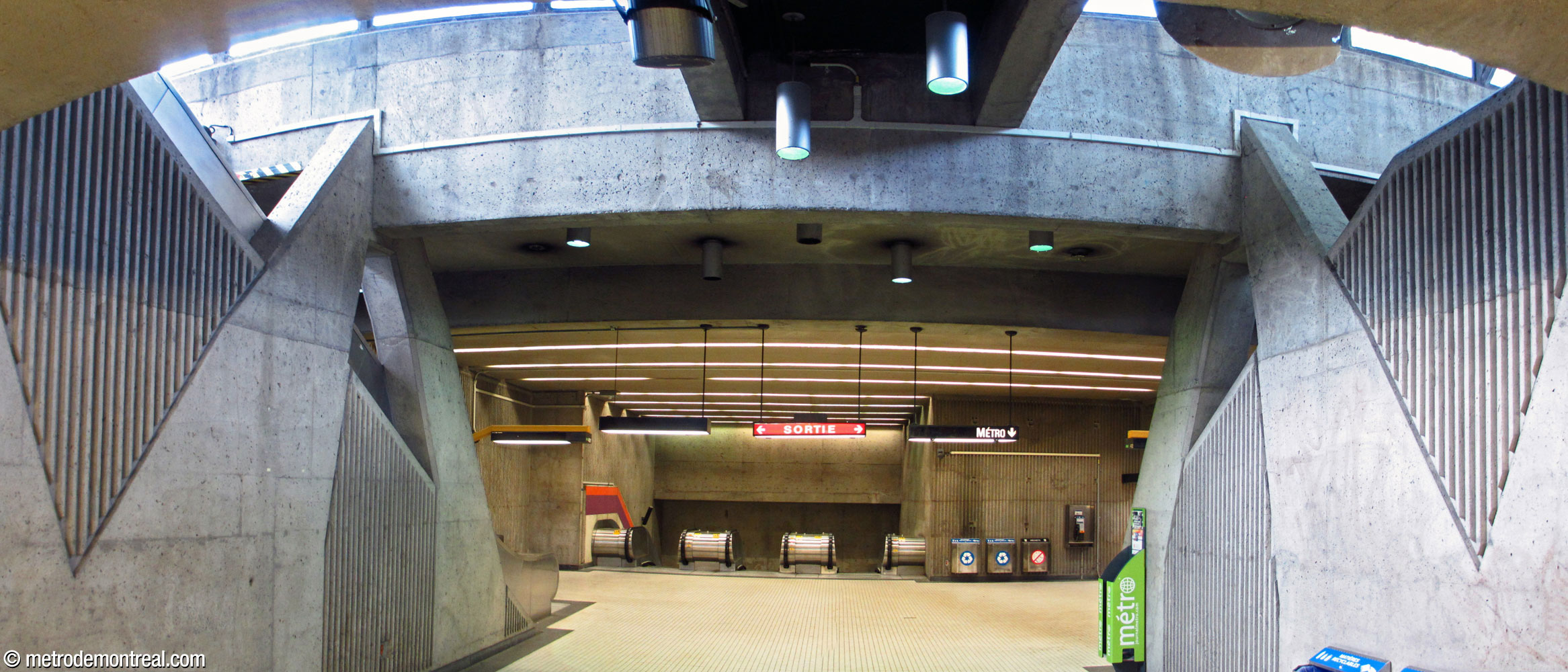 The landing, seen from the end of the tunnel to the south entrance; notice the large concrete forms on either side of the tunnel entrance.