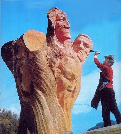 Joseph Rifesser sculpting The Tree of Life