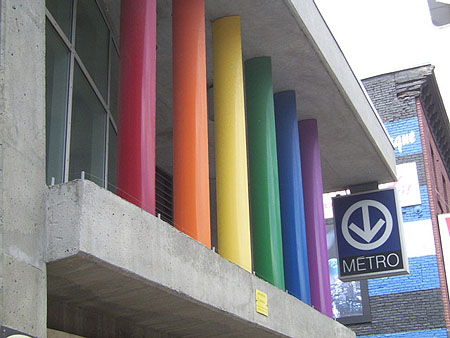 Close-up of rainbow masts