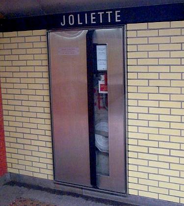 Fire equipment cabinet at Joliette station