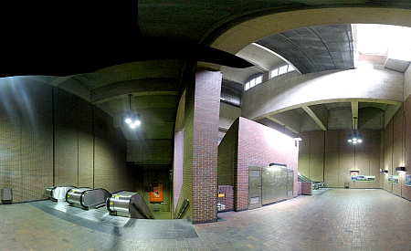Panoramic view of a landing in the main staircase
