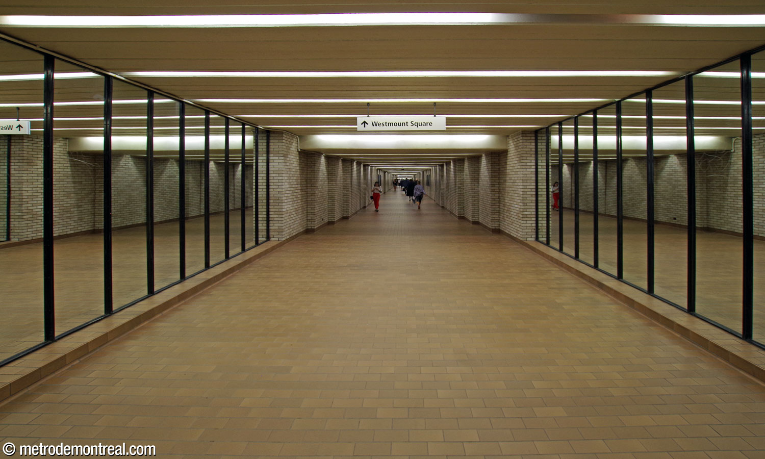The long tunnel connecting the metro station concourse with Westmount Square.
