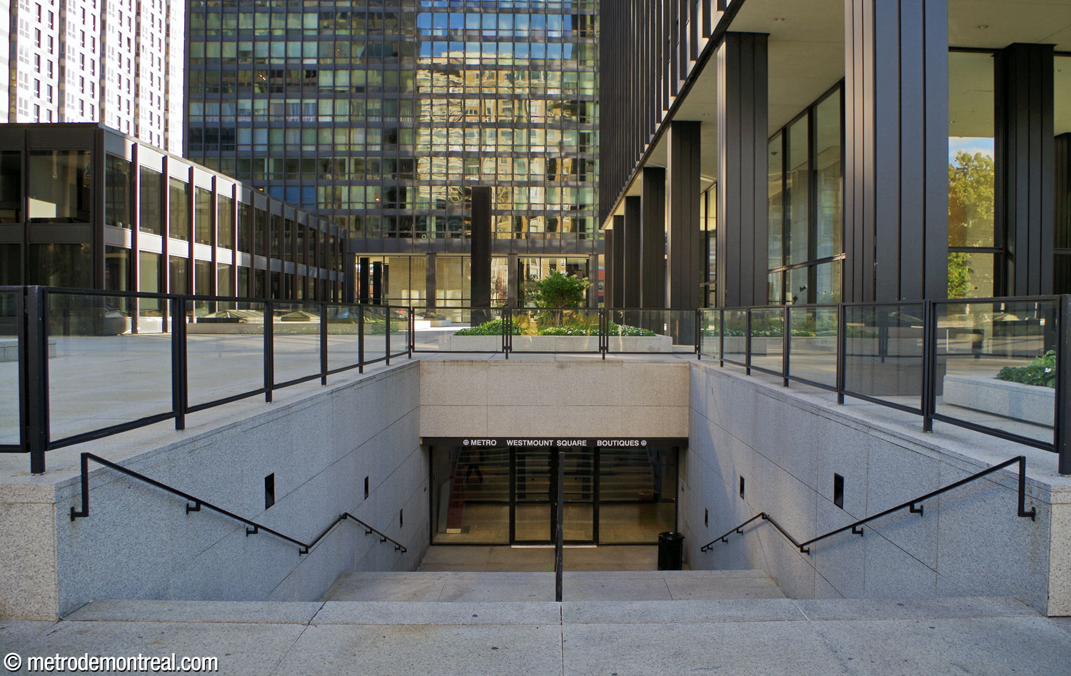 The entrance to Westmount Square at the end of the tunnel to the metro station.