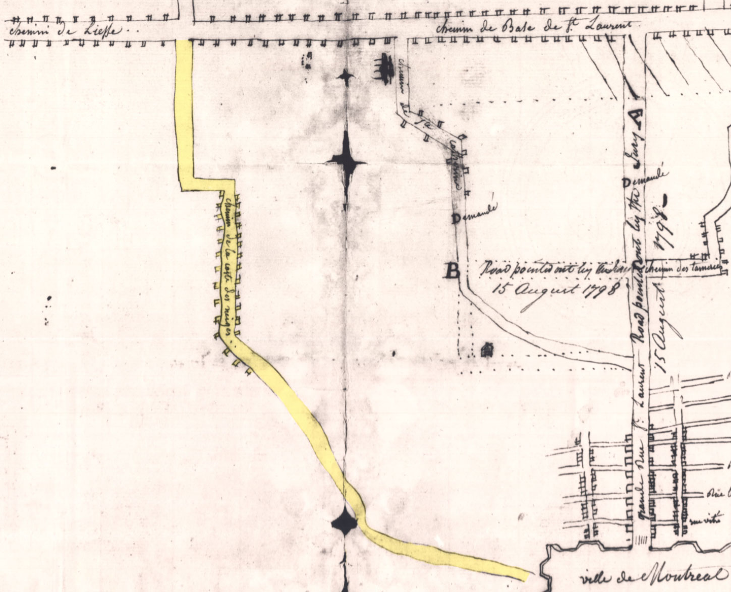 1798 map showing the “chemin de la coste des neiges.”