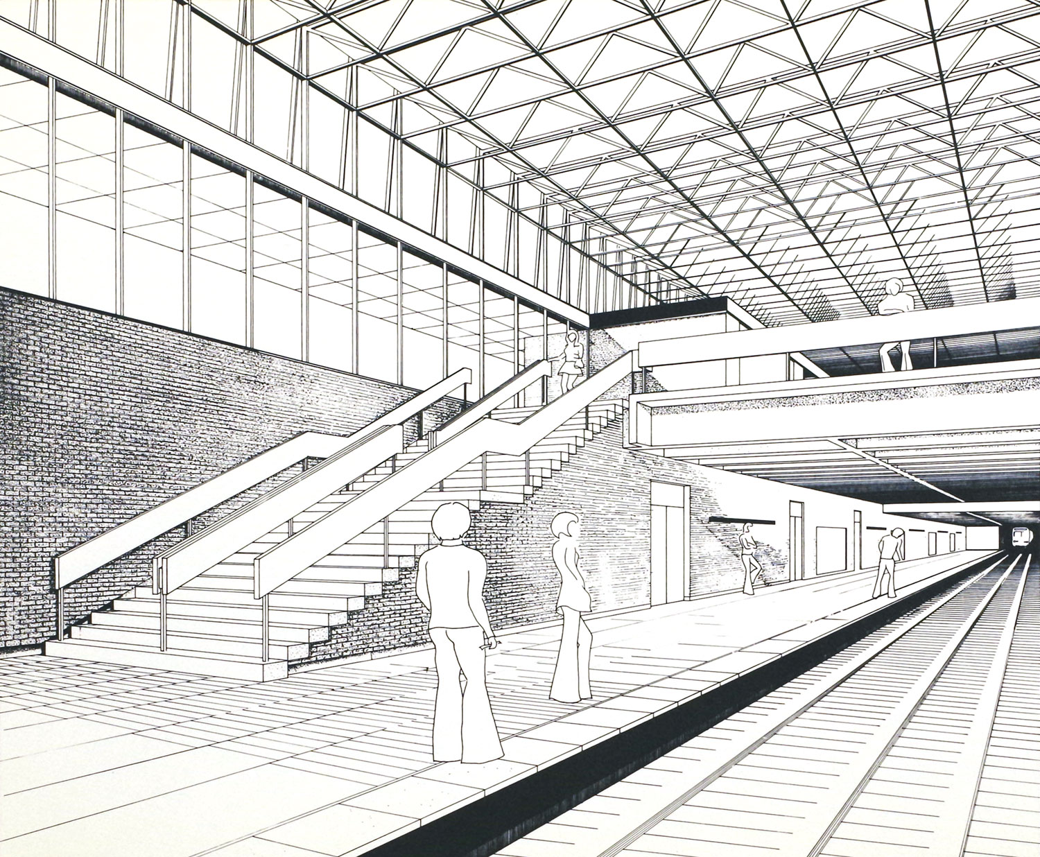 Esquisse architecturale de la station.