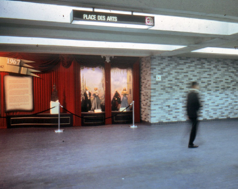This archive photo includes a section of the mural loaned by the Louisiana Council for Music and the Performing Arts in May 1967, including two of the opera scene dioramas.