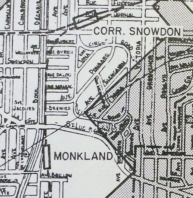 Plan préparé par le BTM en 1976, attribuant à cette station le nom Monkland